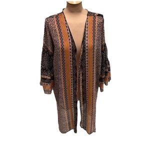 Democracy Animal Print Sheer Kimono Cardigan‎ Ruffle Bell Sleeve Bohochic Hippie